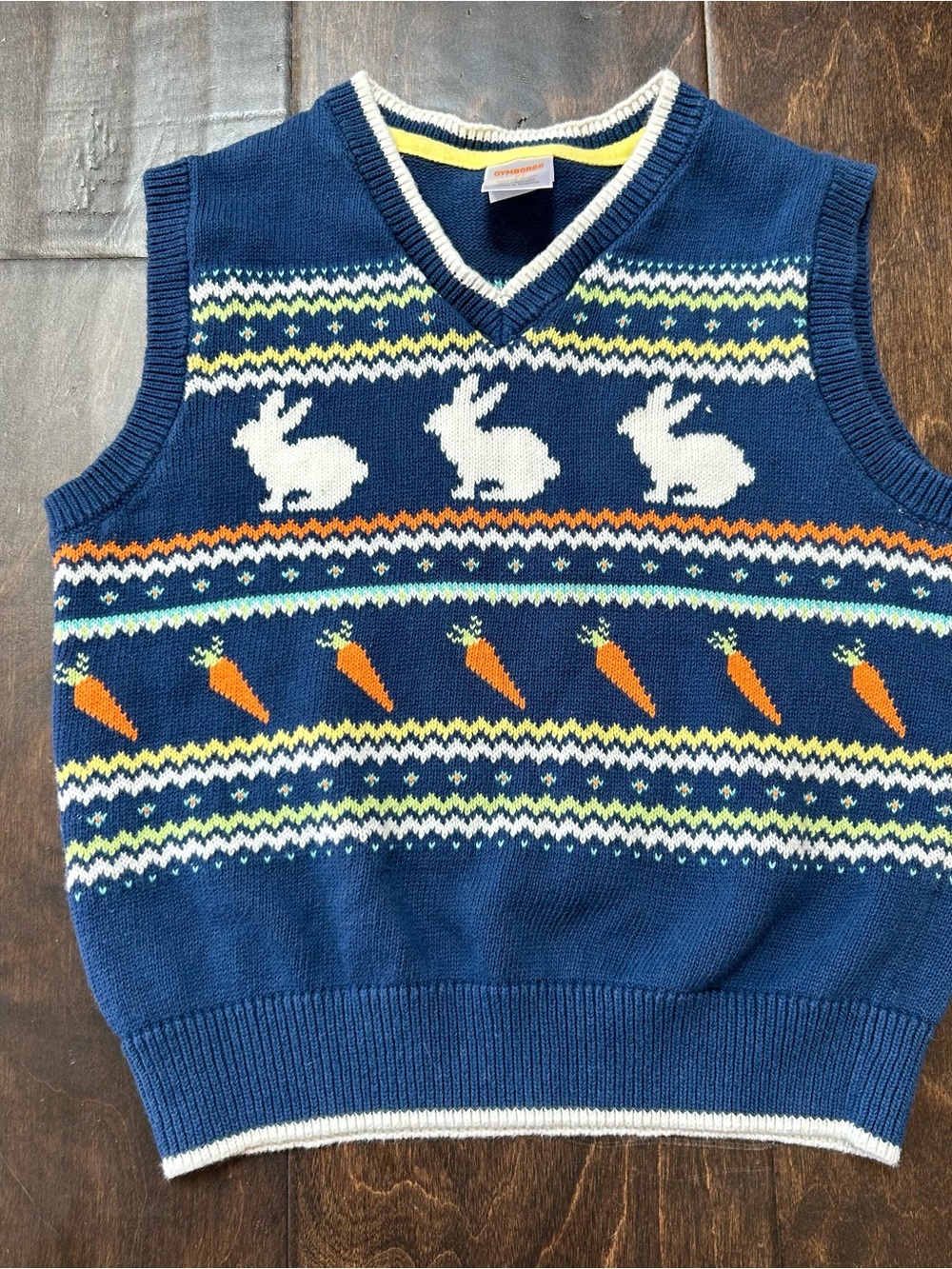 Gymboree Navy Bunny & Carrot Knit Sweater Vest 3T